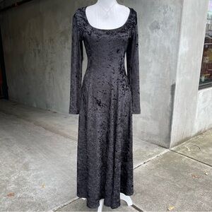 Vintage 90s Black Velvet Maxi Dress